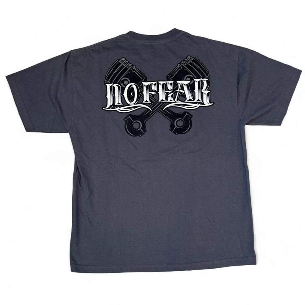No Fear Grey Graphic Tee Men's Size XL Skater Grunge Short Sleeved T-Shirt Y2k